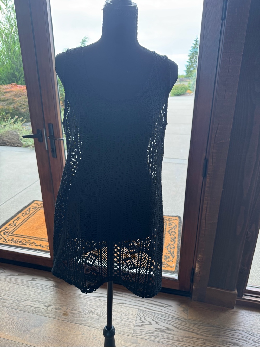 Xhilaration Black Crochet Swim Cover Up Dress M